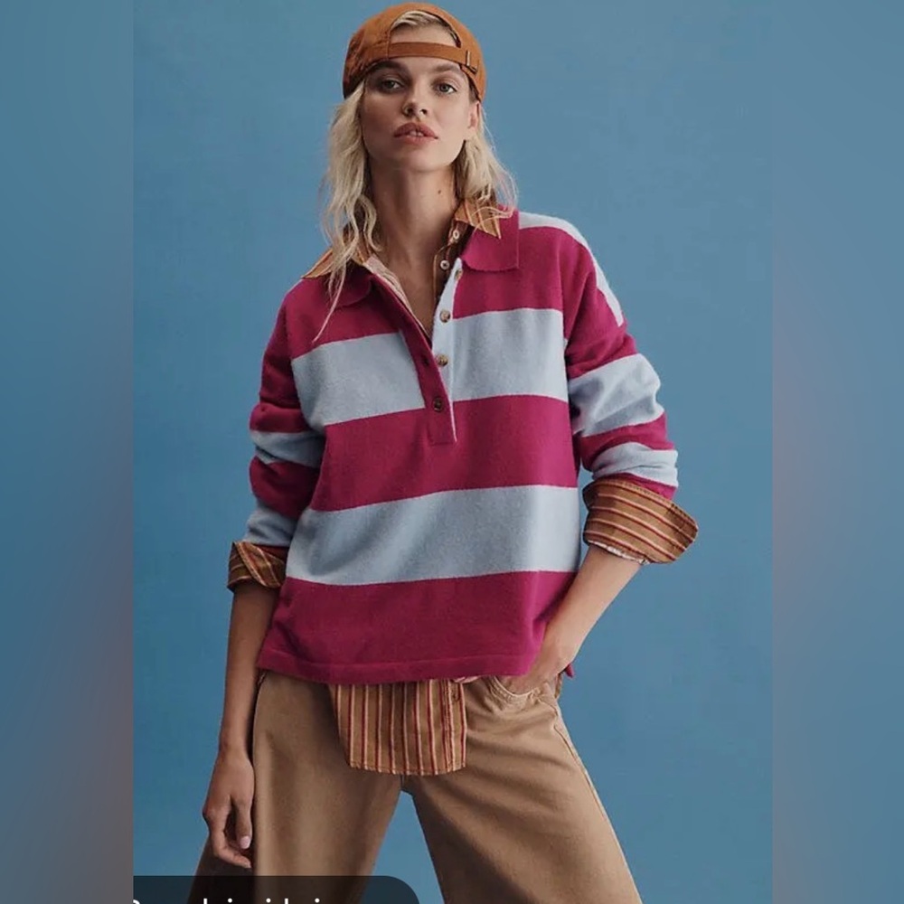 Maeve Red Button-Up Shirt